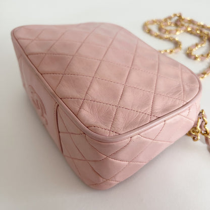 CHANEL Matelasse Chain Shoulder Bag, Pink, with Seal
