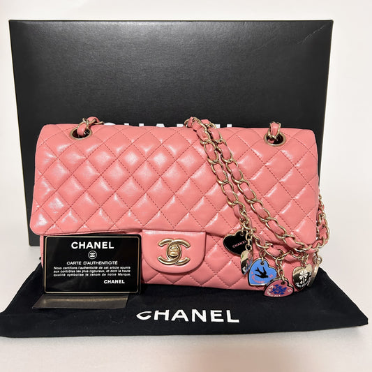 CHANEL Matelasse 25 Double Chain Pink Valentine's Day Limited Edition Seal No. 12 Shoulder Bag
