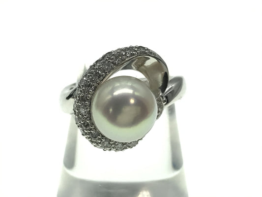 Pearl diameter: approx. 9.2mm, D0.43ct, PT900, 9.4g, Ring 
