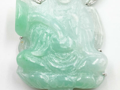 Carved Jadeite D0.24ct Pt900 15.2g Pendant Top 