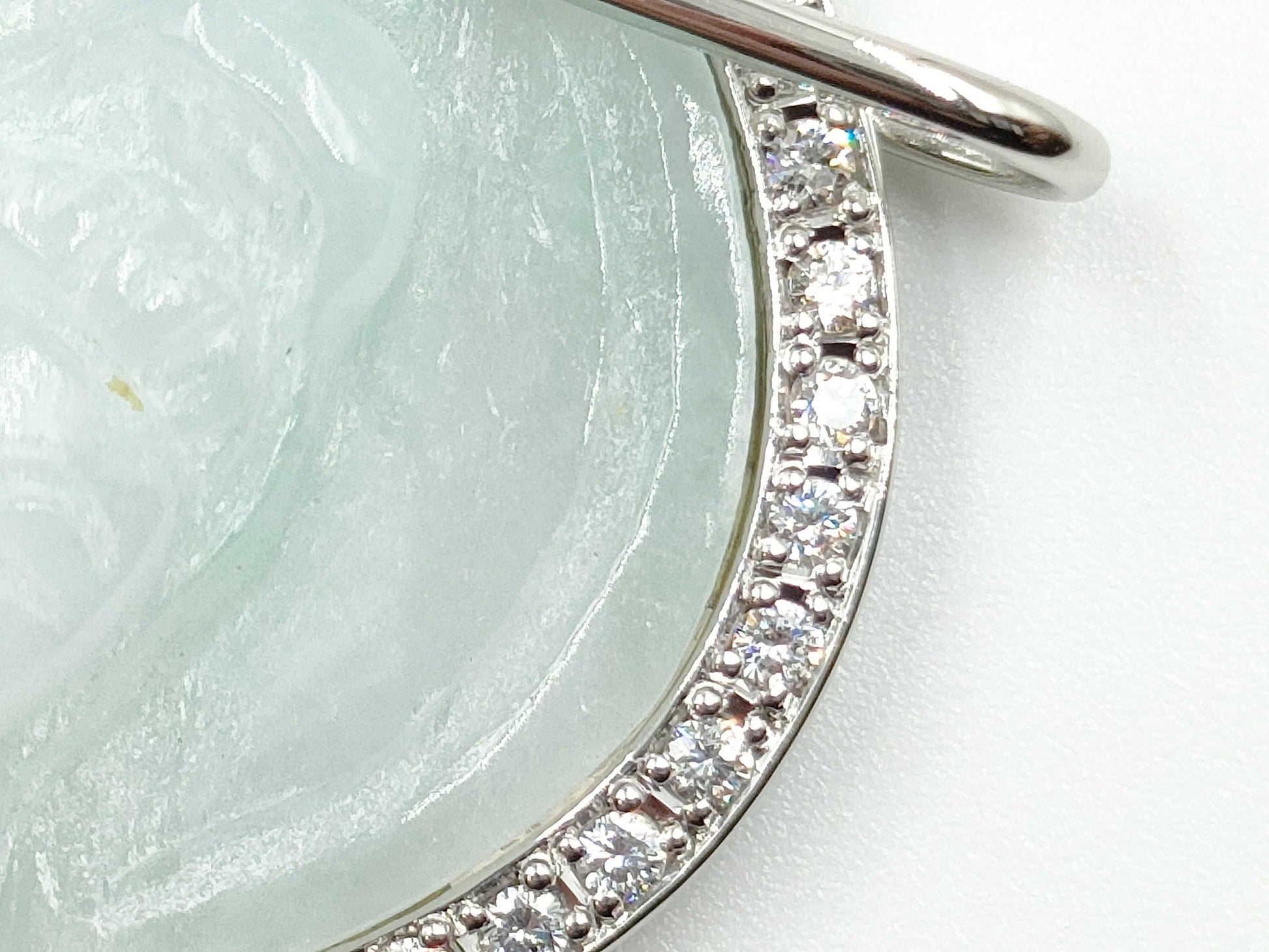 Carved Jadeite D0.24ct Pt900 15.2g Pendant Top 