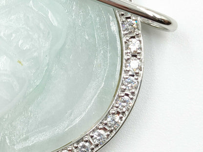 Carved Jadeite D0.24ct Pt900 15.2g Pendant Top 