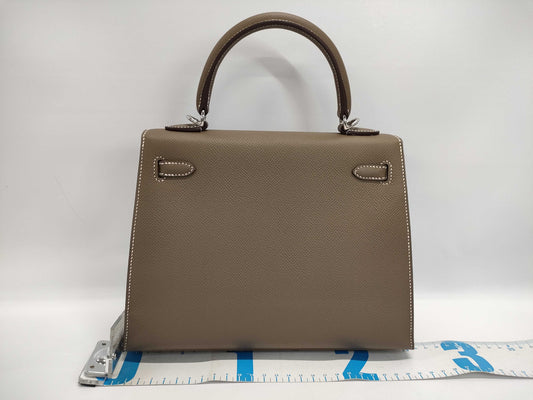 HERMES Kelly 25 Etoupe x Silver Hardware x Epson B Stamp Handbag