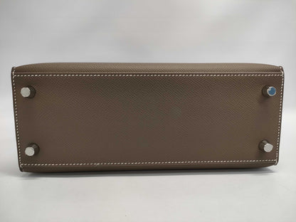HERMES Kelly 25 Etoupe x Silver Hardware x Epson B Stamp Handbag