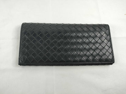 BOTTEGA VENETA Intrecciato Bottega Long Wallet Black Wallet