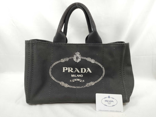 PRADA Canapa MM Black B1877G Tote Bag