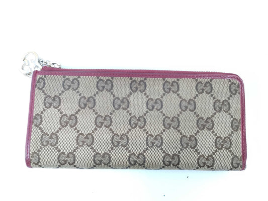 GUCCI GG Canvas L-Zip Long Wallet 295671 Red Wallet
