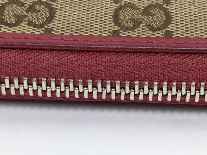 GUCCI GG Canvas L-Zip Long Wallet 295671 Red Wallet