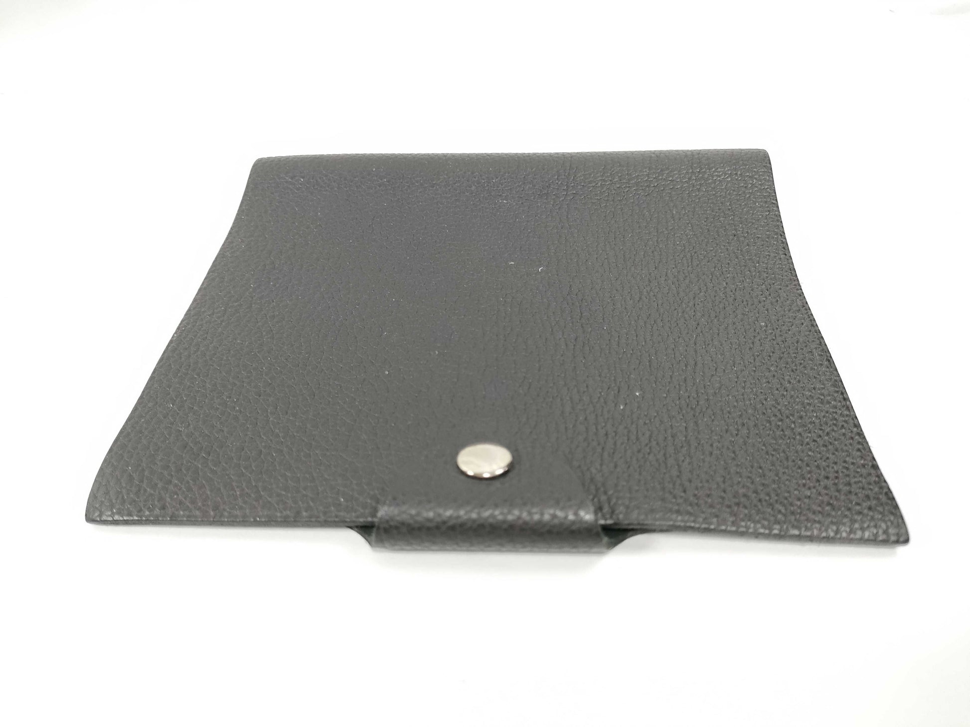 HERMES Hermès Leather Notebook Cover, Black, Card Case, Pass Case, Business Card Holder