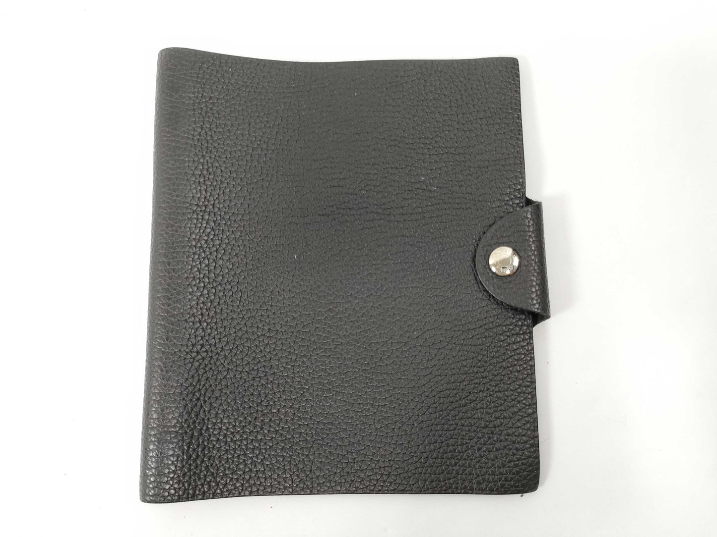 HERMES Hermès Leather Notebook Cover, Black, Card Case, Pass Case, Business Card Holder