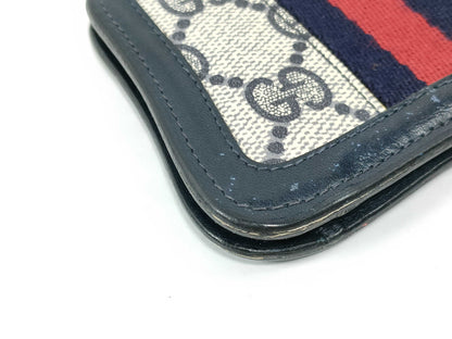 GUCCI GG Canvas Sherry Line Clasp Wallet Coin Case