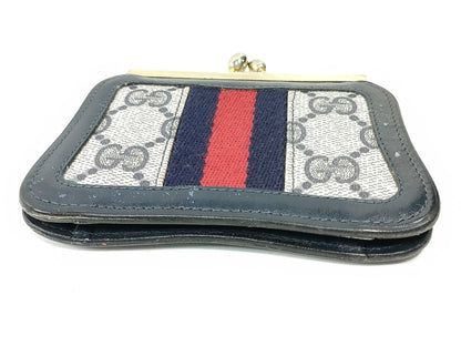 GUCCI GG Canvas Sherry Line Clasp Wallet Coin Case