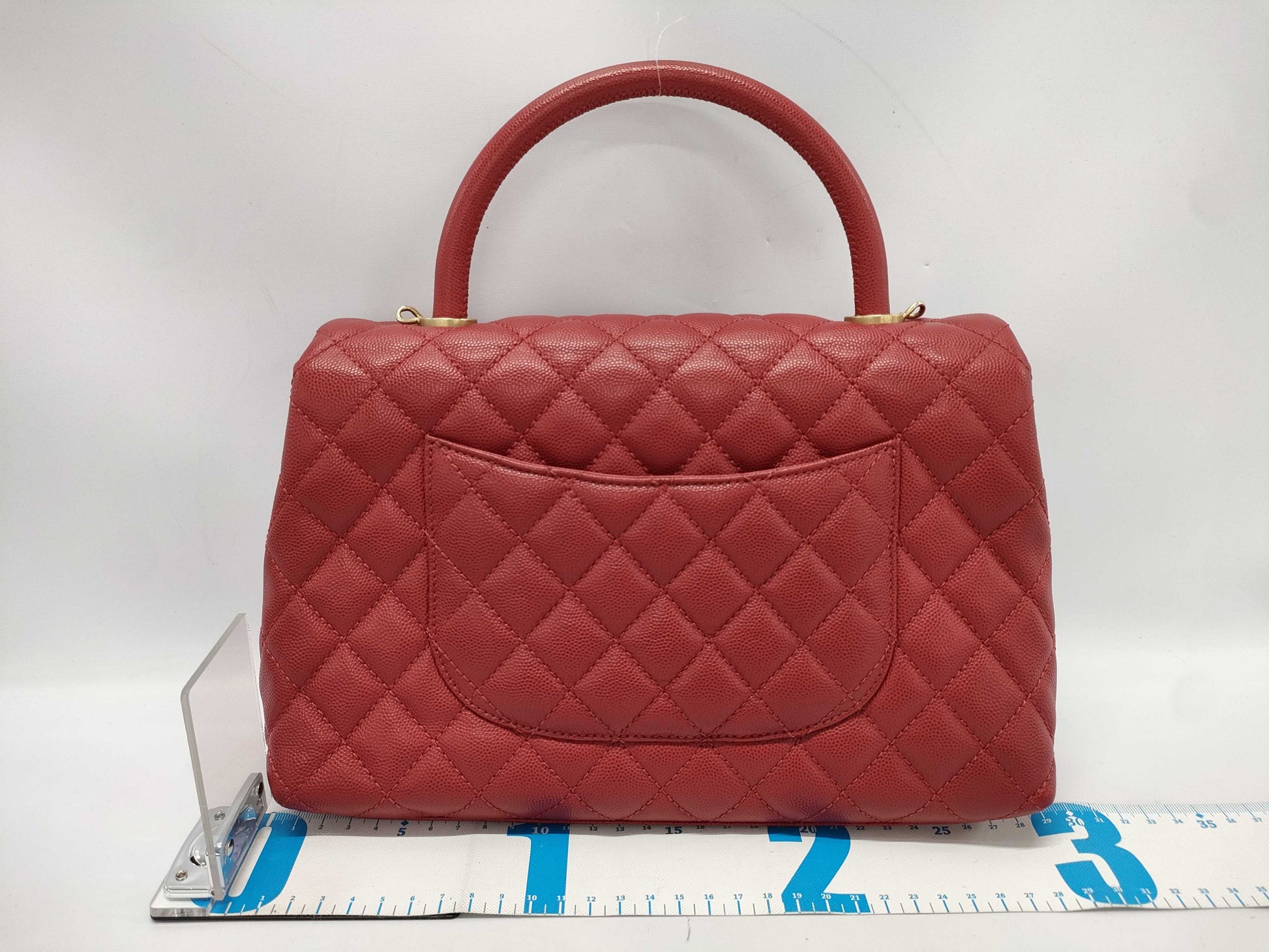 CHANEL Coco Handle 29 Matelasse Caviar Leather Red GD Hardware A92991 24 Series Handbag