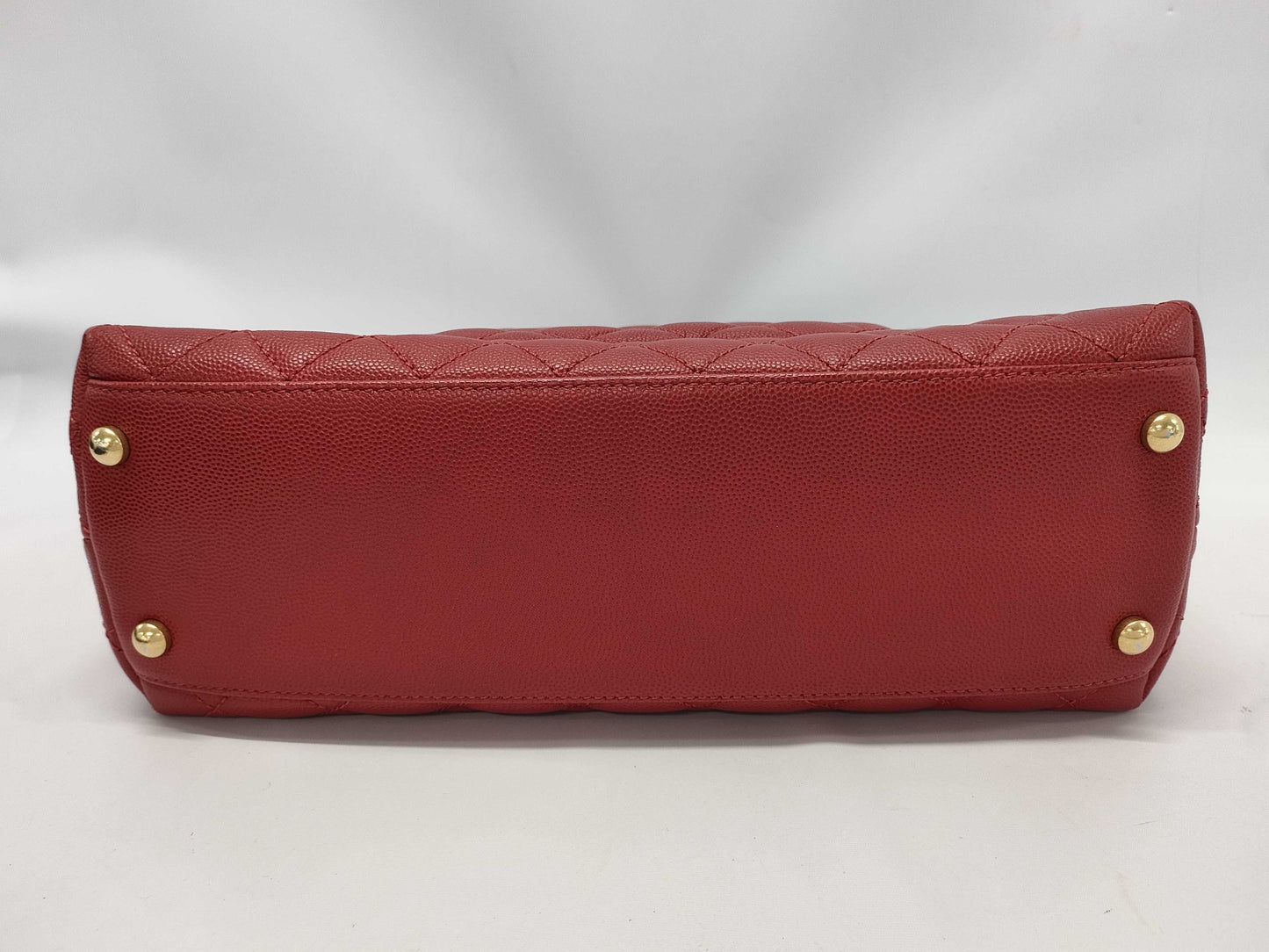 CHANEL Coco Handle 29 Matelasse Caviar Leather Red GD Hardware A92991 24 Series Handbag