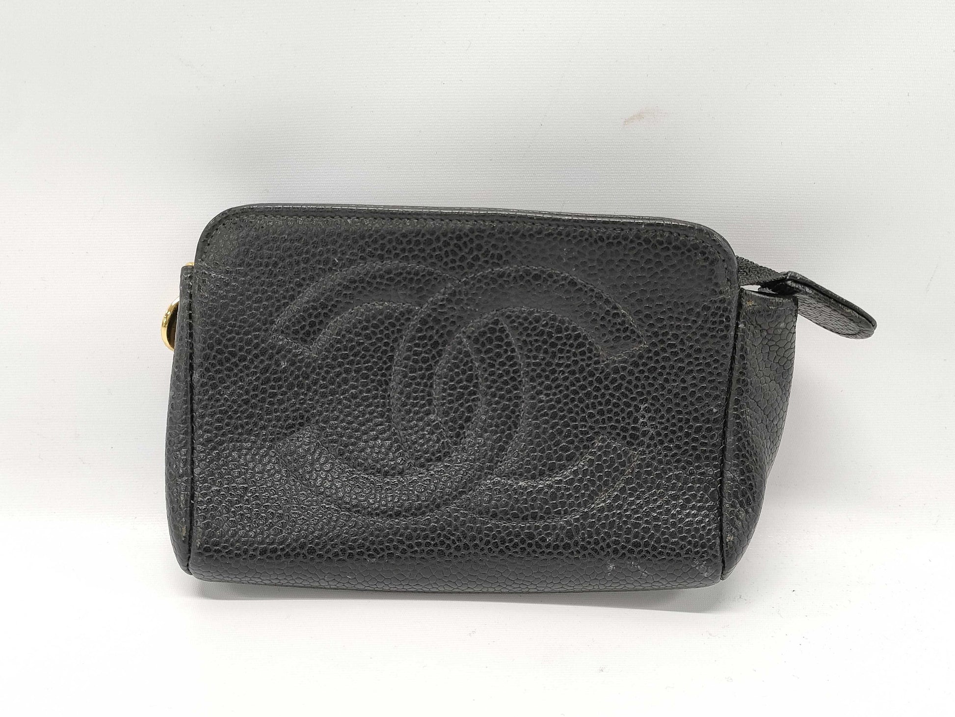 CHANEL Mini Pouch with Large Coco Mark, Caviar Skin, Black