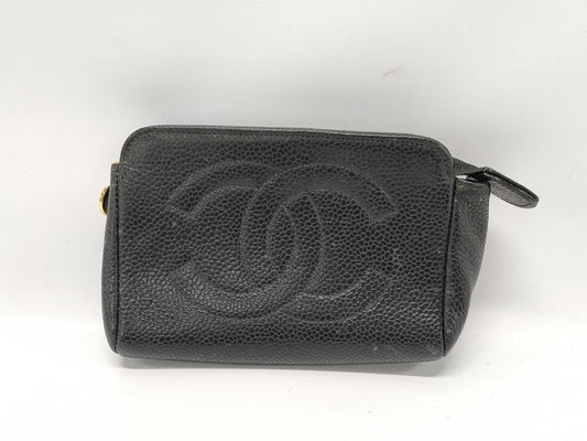 CHANEL Mini Pouch with Large Coco Mark, Caviar Skin, Black