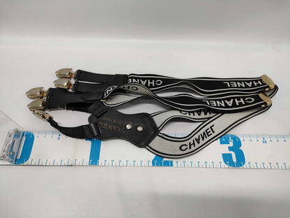 CHANEL Suspenders with Coco Mark Logo in Black Other Accessories