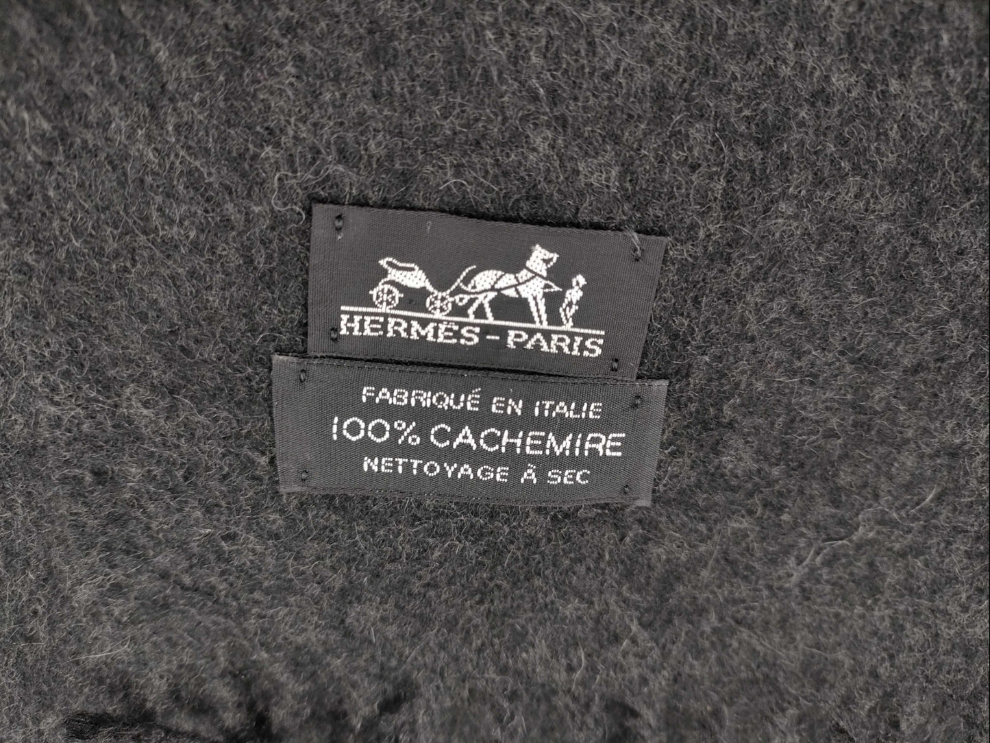 HERMES Large Scarf, 100% Cashmere, Gray