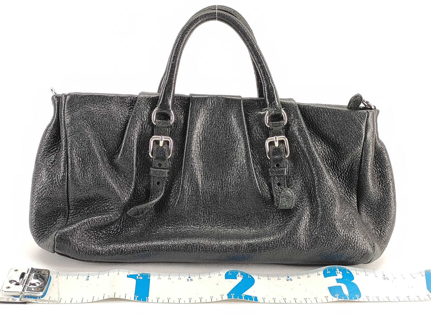 PRADA Prada Lamé 2-Way Bag Black Accessories: Shoulder Strap Handbag