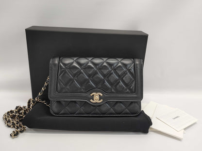 CHANEL Chanel Lambskin Chain Wallet with Random Plate. Accessories: Box and purchase receipt included. Shoulder bag.