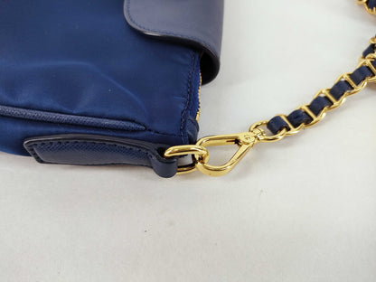 PRADA Nylon Prada Nylon Chain Shoulder Bag 1BH085 Blue