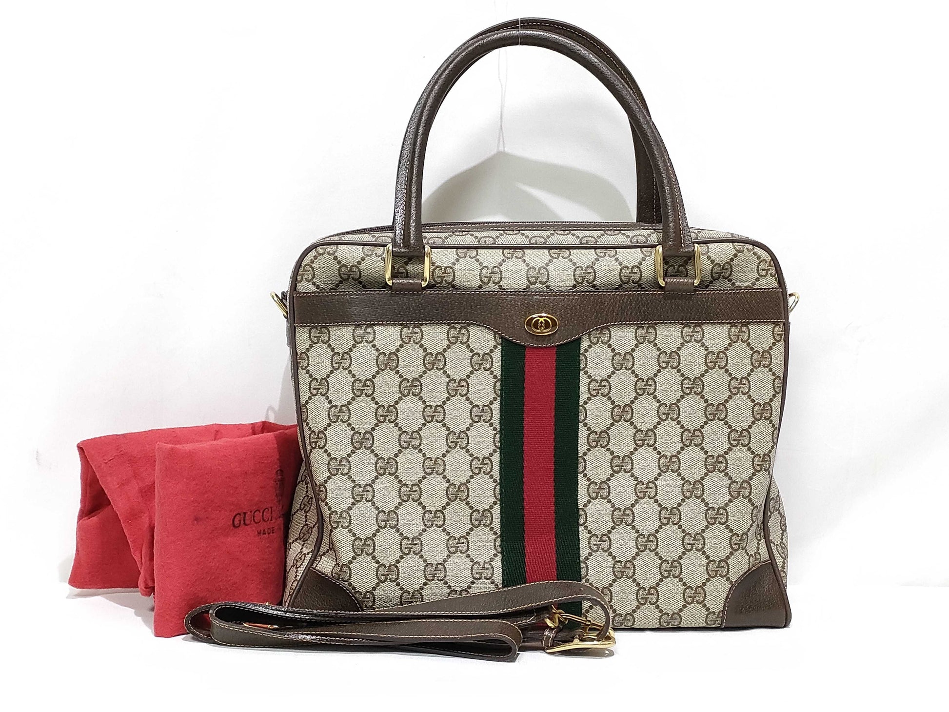 GUCCI Old Gucci GG Pattern Handbag with Shoulder Strap