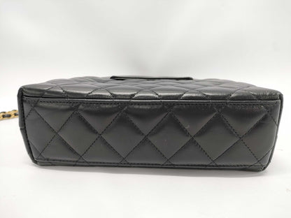 CHANEL Matelasse 2-Way Handbag with Gold Hardware, Chain Shoulder Bag, W19cm, AS4416, Serial Number Plate, Black