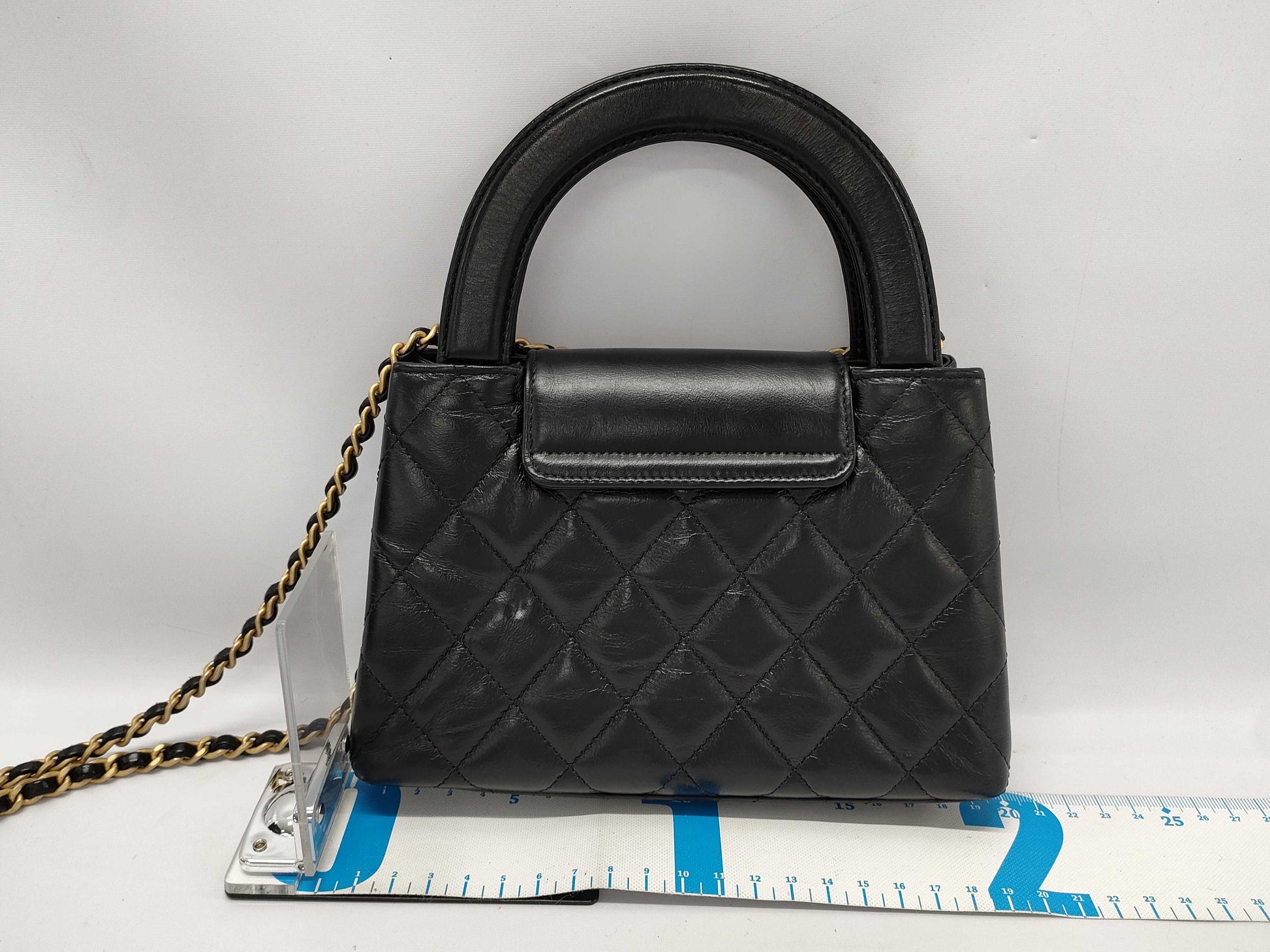 CHANEL Matelasse 2-Way Handbag with Gold Hardware, Chain Shoulder Bag, W19cm, AS4416, Serial Number Plate, Black