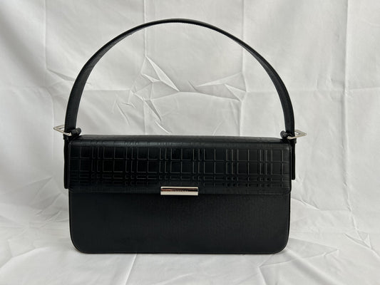 BURBERRY Leather Check Shoulder Bag