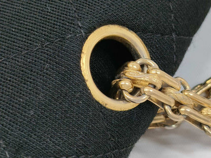 CHANEL CHANEL Double Flap Matelasse Shoulder Bag, Black Cotton, Double Flap / Mademoiselle Chain Shoulder Bag