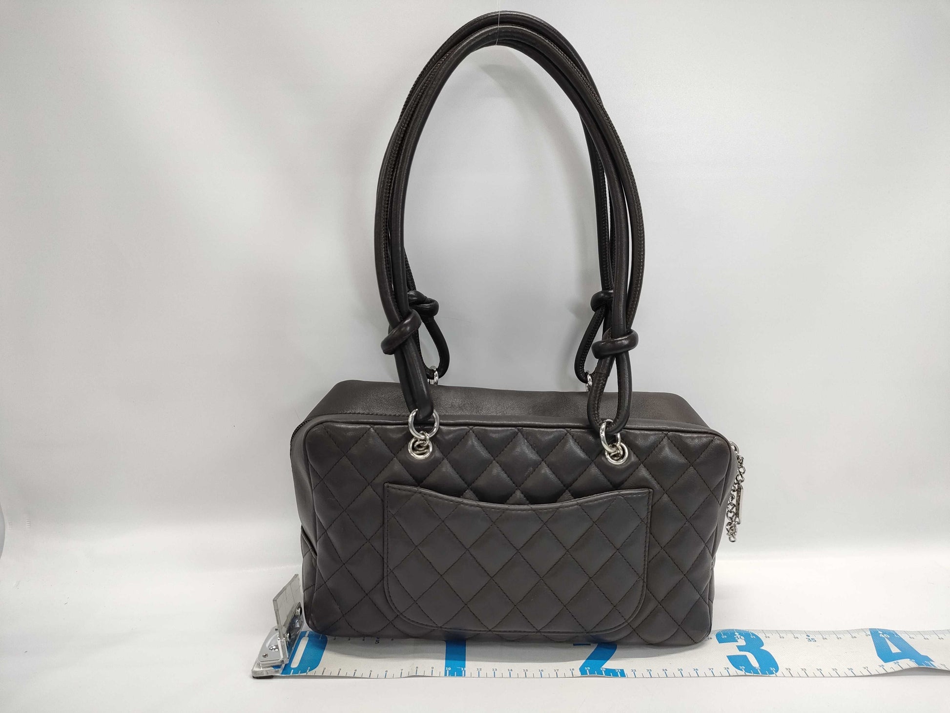 CHANEL Cambon Line Bowling Shoulder Bag A25171 Dark Brown Lambskin and Patent Leather Shoulder Bag