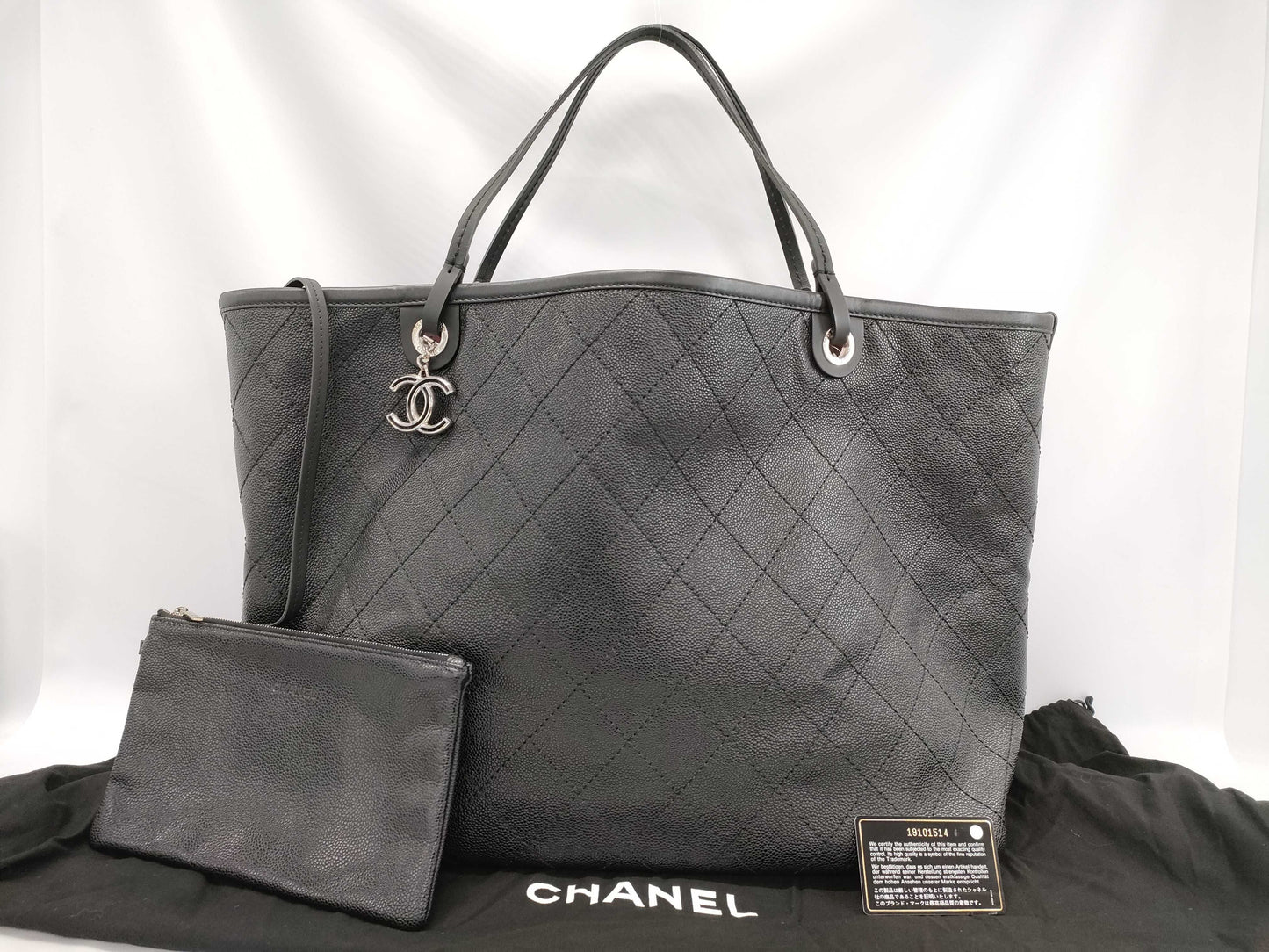 CHANEL CHANEL Tote Bag On the Road/Wild Stitch Black Caviar Skin Large Tote Bag