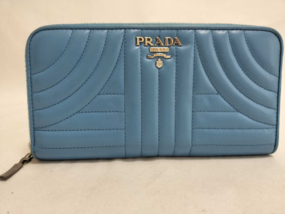 PRADA PRADA Long Wallet Leather Blue Wallet
