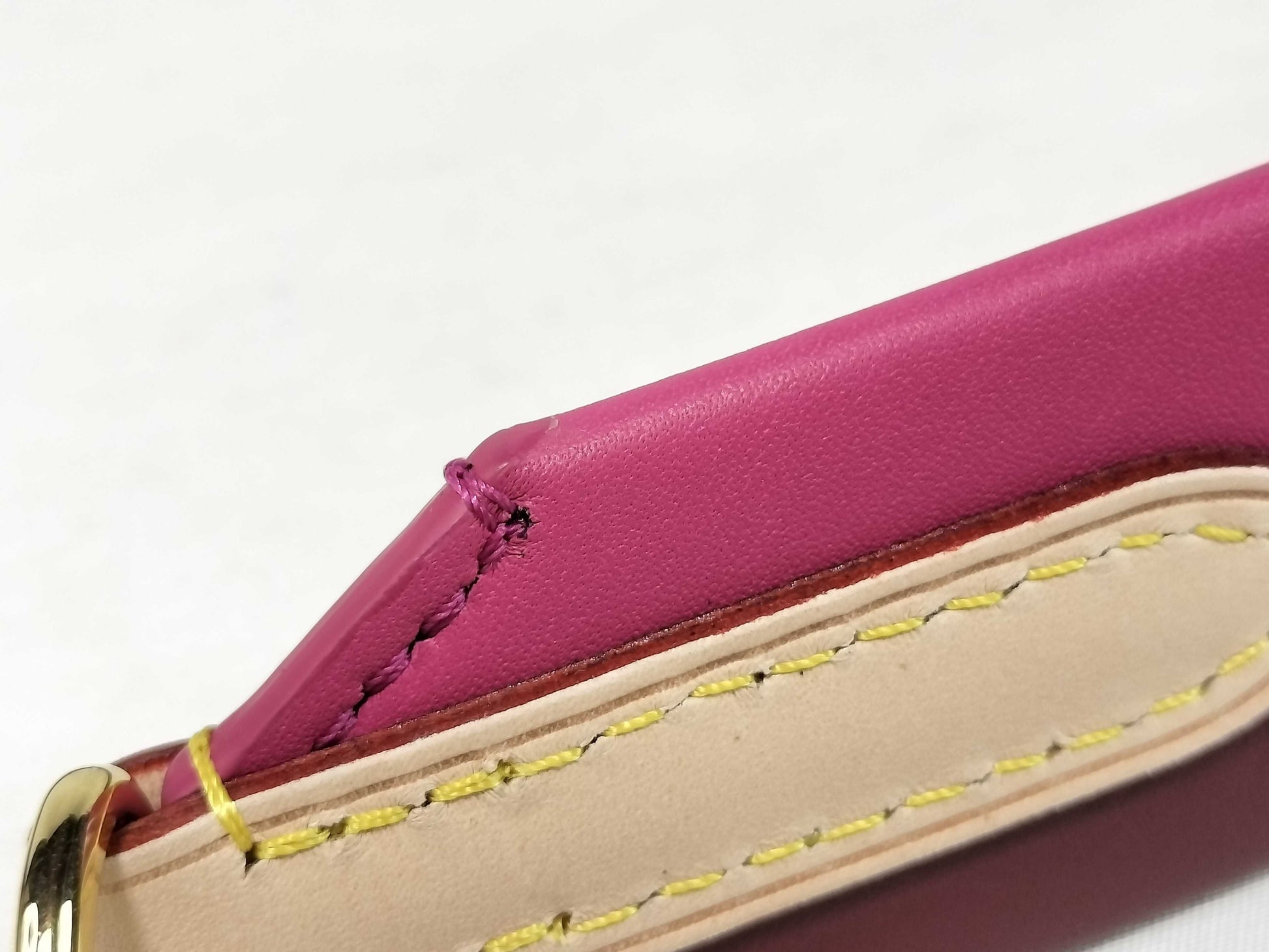 LOUIS VUITTON Signature Strap Brown/Pink with Gold Hardware
