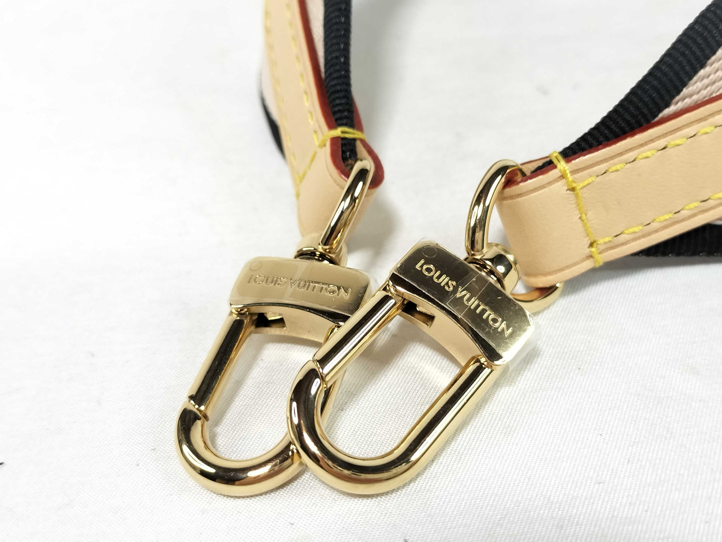LOUIS VUITTON Signature Strap, Beige/Black/Pink, Signature Canvas with Gold Hardware