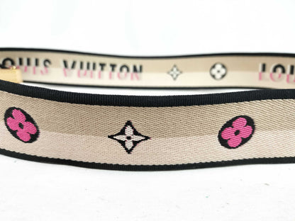 LOUIS VUITTON Signature Strap, Beige/Black/Pink, Signature Canvas with Gold Hardware