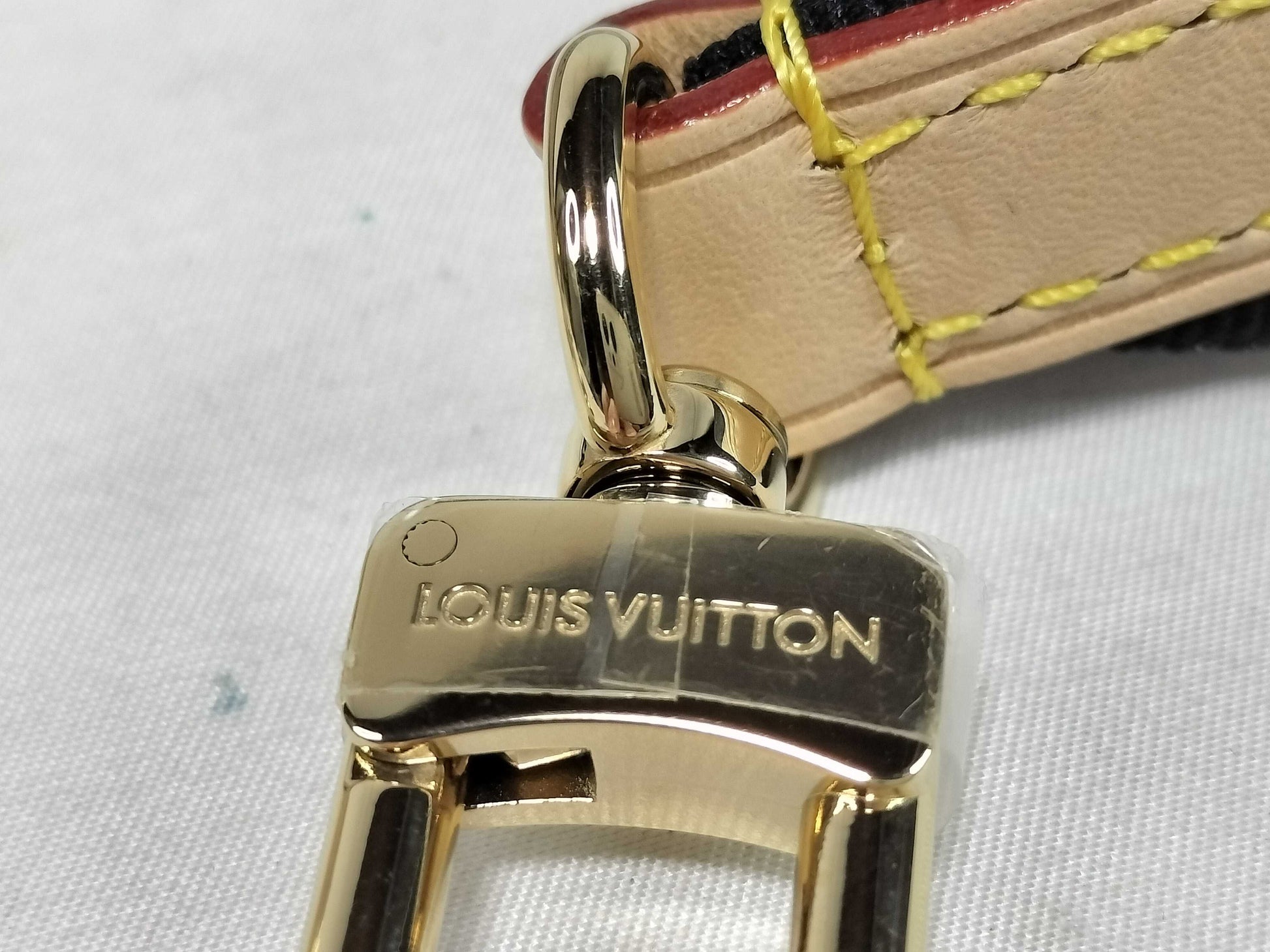 LOUIS VUITTON Signature Strap, Beige/Black/Pink, Signature Canvas with Gold Hardware