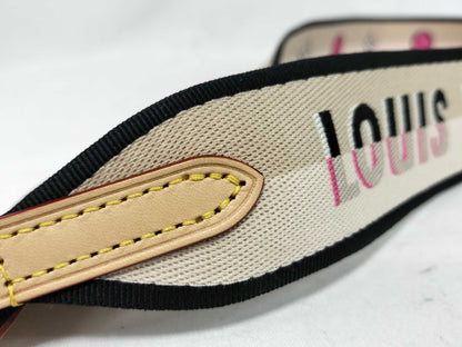LOUIS VUITTON Signature Strap, Beige/Black/Pink, Signature Canvas with Gold Hardware