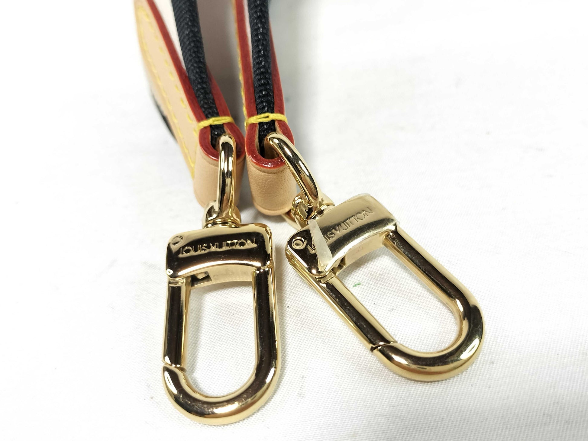 LOUIS VUITTON Signature Strap, Beige/Black/Pink, Signature Canvas with Gold Hardware