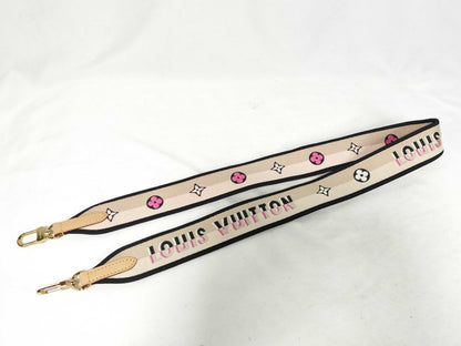 LOUIS VUITTON Signature Strap, Beige/Black/Pink, Signature Canvas with Gold Hardware
