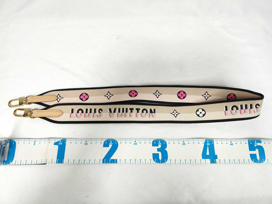 LOUIS VUITTON Signature Strap, Beige/Black/Pink, Signature Canvas with Gold Hardware