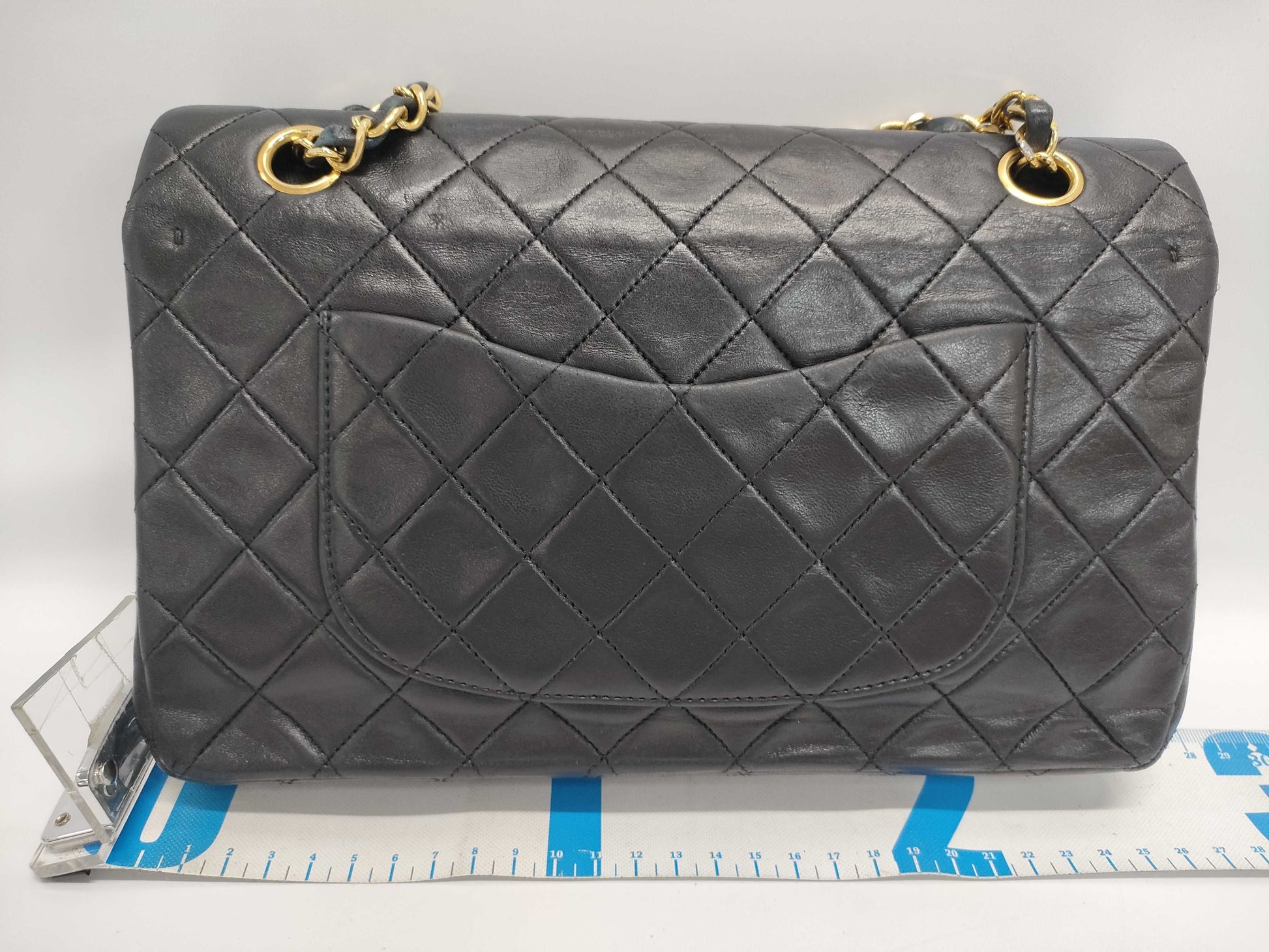 CHANEL Classic Double Flap Shoulder Bag, Size 26, Black Quilted Lambskin Leather with Gold Hardware