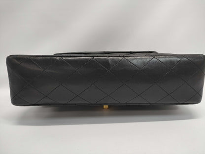 CHANEL Classic Double Flap Shoulder Bag, Size 26, Black Quilted Lambskin Leather with Gold Hardware