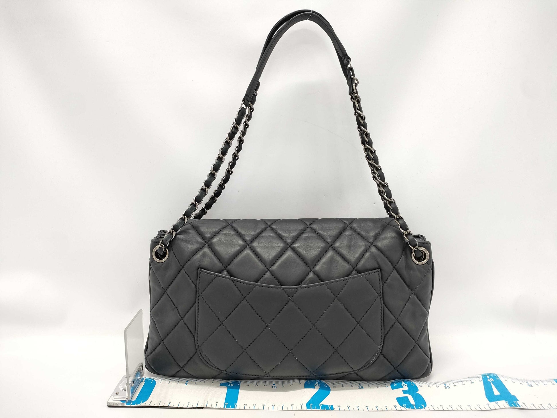 CHANEL Timeless Jumbo Trio Dark Blue Lambskin Quilted Leather Shoulder Bag with Silver Hardware
