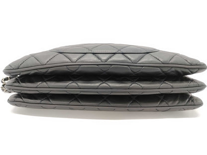 CHANEL Timeless Jumbo Trio Dark Blue Lambskin Quilted Leather Shoulder Bag with Silver Hardware