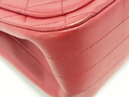 CHANEL CC Vintage Turnlock Flap Shoulder Bag in Red Lambskin with Gold Hardware