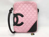 CHANEL Cambon Ligne Crossbody Shoulder Bag in Pink and Black with Quilted Design and Silver Hardware