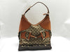 GUCCI Web Heritage Horsebit Hobo Shoulder Bag in Beige/Tan Monogram Canvas with Gold Hardware