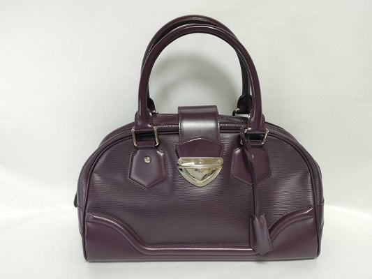 LOUIS VUITTON Epi Leather Montaigne GM Purple Epi Leather Handbag with Silver Hardware