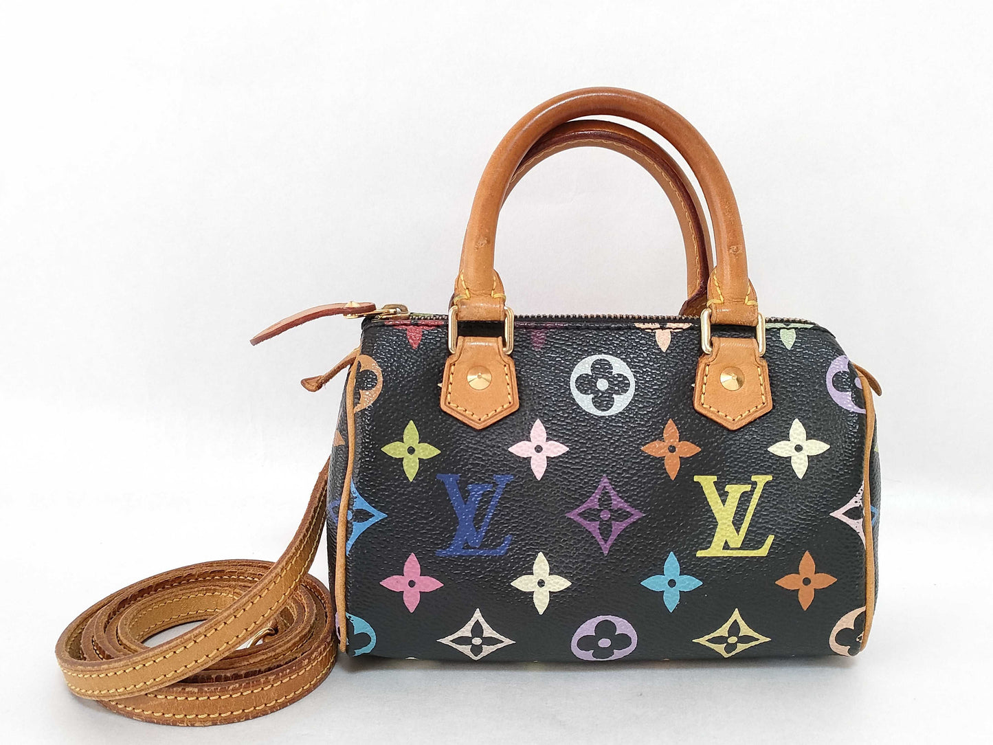 LOUIS VUITTON Monogram Multicolore Louis Vuitton Mini Speedy Black Multicolore Monogram Gold Hardware Handbag